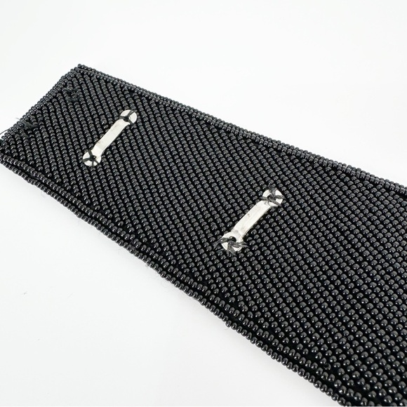 Vintage Satin Beaded Belt Black Gold Silver Pewter main image 8